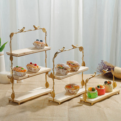 Lighteme Golden Bird & Leaf Dessert Stand