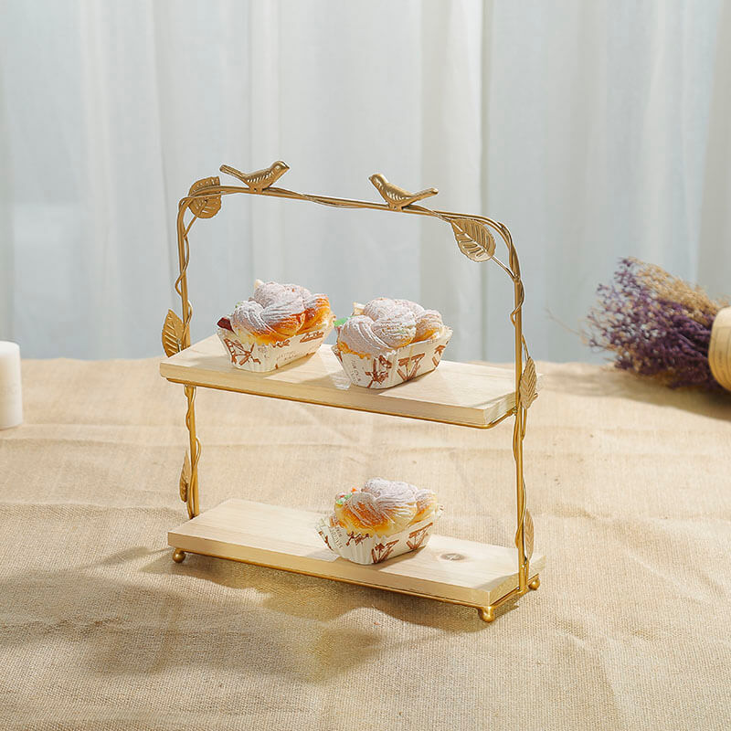 Lighteme Golden Bird & Leaf Dessert Stand