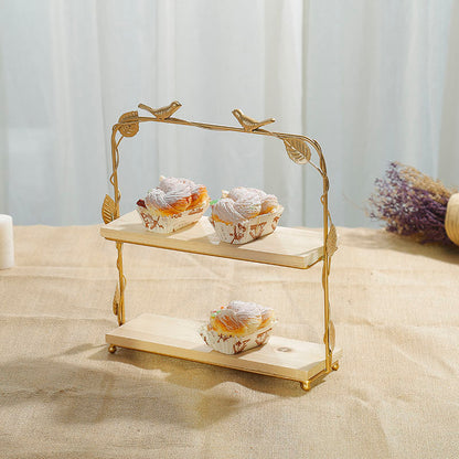 Lighteme Golden Bird & Leaf Dessert Stand