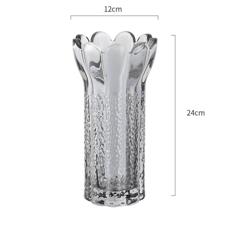 Lighteme Embossed Flower Shape Crystal Glass Vase