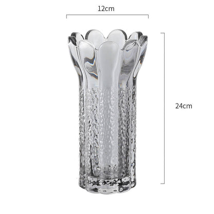 Lighteme Embossed Flower Shape Crystal Glass Vase