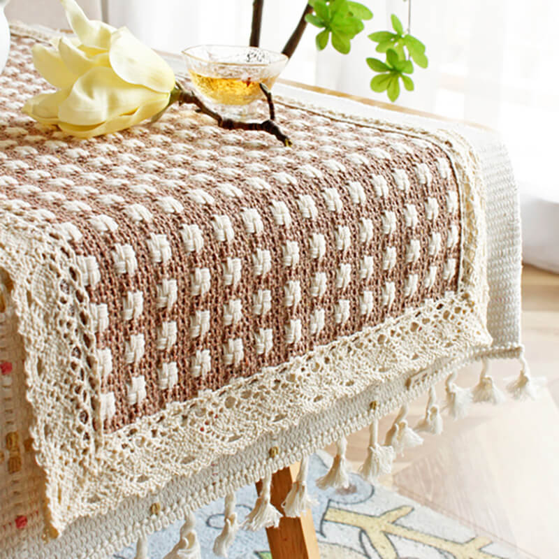 Lighteme Grid Macrame Cotton Table Runner