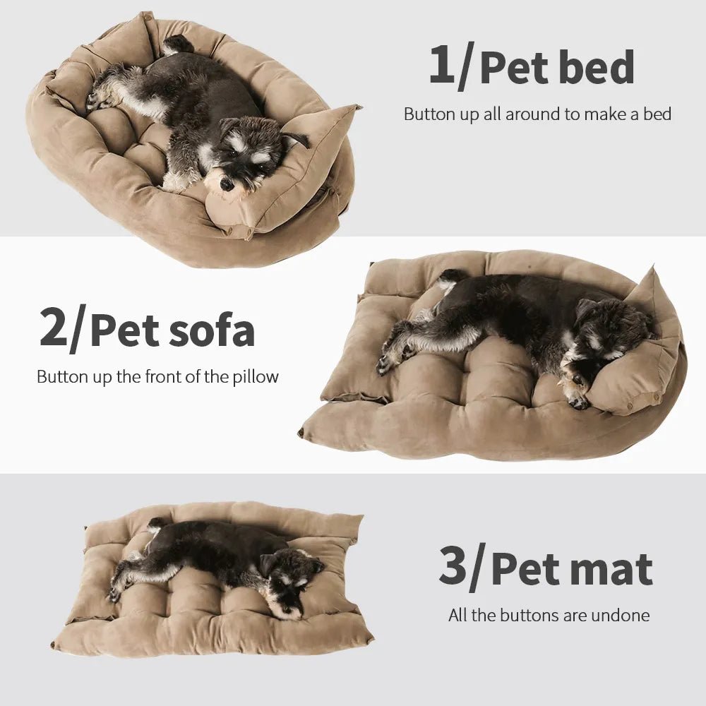Lighteme Ultimate 3-in-1 Cozy Pet Bed: Bed, Mat, and Sofa