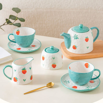 Lighteme Hand Painted Strawberry Ceramic Teapot Set