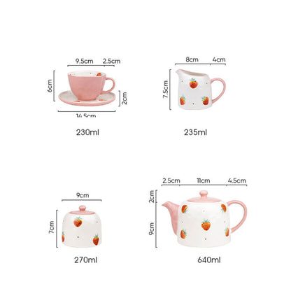 Lighteme Hand Painted Strawberry Ceramic Teapot Set