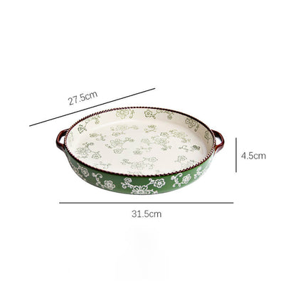 Lighteme Handpainted Cherry Blossom Ceramic Baking Pan