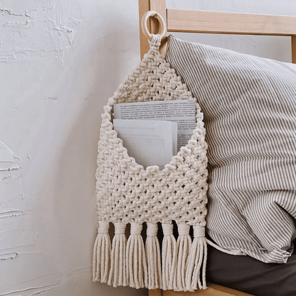 Lighteme Handwoven Tassel Storage Bag Wall Hanging