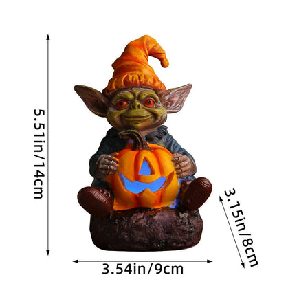 Lighteme - Halloween-Statue aus Kunstharz mit Kürbislampe | 1 KAUFEN, 1 GRATIS