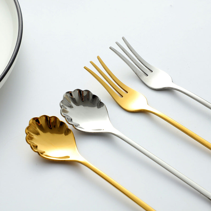 Lighteme Hollow Heart Shaped Dessert Spoon & Fork
