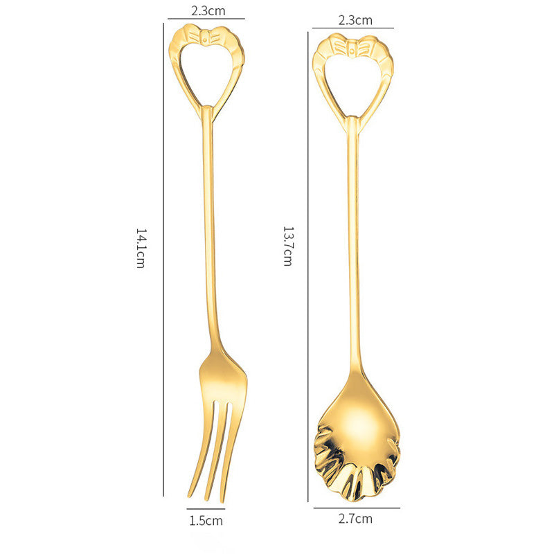 Lighteme Hollow Heart Shaped Dessert Spoon & Fork