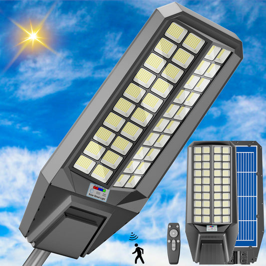 Lighteme 4000W Solar Street Light 7000K 800000LM Auto On/Off Dusk to Dawn IP67 Waterproof Motion Sensor