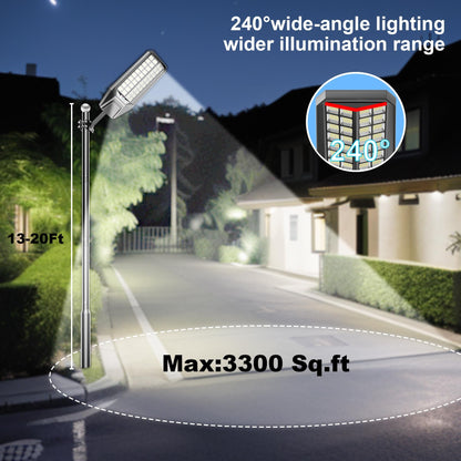 Lighteme 4000W Solar Street Light 7000K 800000LM Auto On/Off Dusk to Dawn IP67 Waterproof Motion Sensor