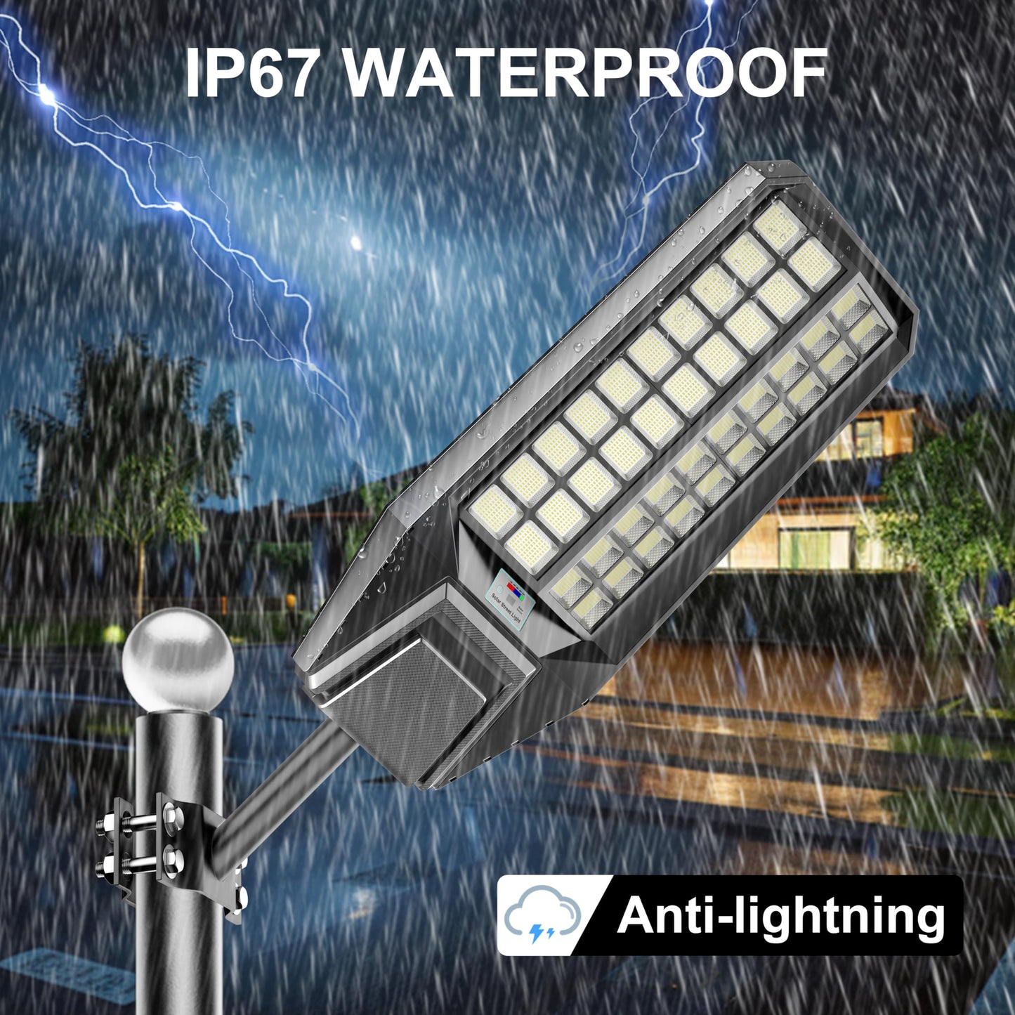 Lighteme 4000W Solar Street Light 7000K 800000LM Auto On/Off Dusk to Dawn IP67 Waterproof Motion Sensor