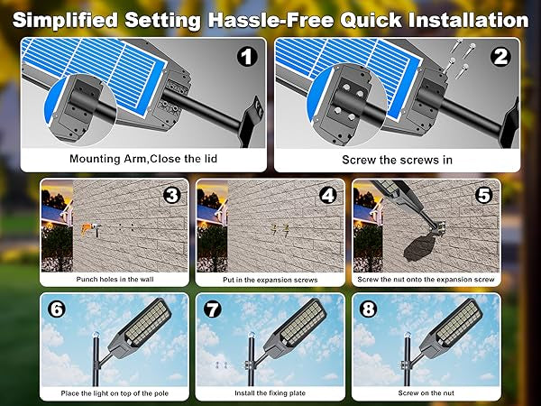 Lighteme 4000W Solar Street Light 7000K 800000LM Auto On/Off Dusk to Dawn IP67 Waterproof Motion Sensor