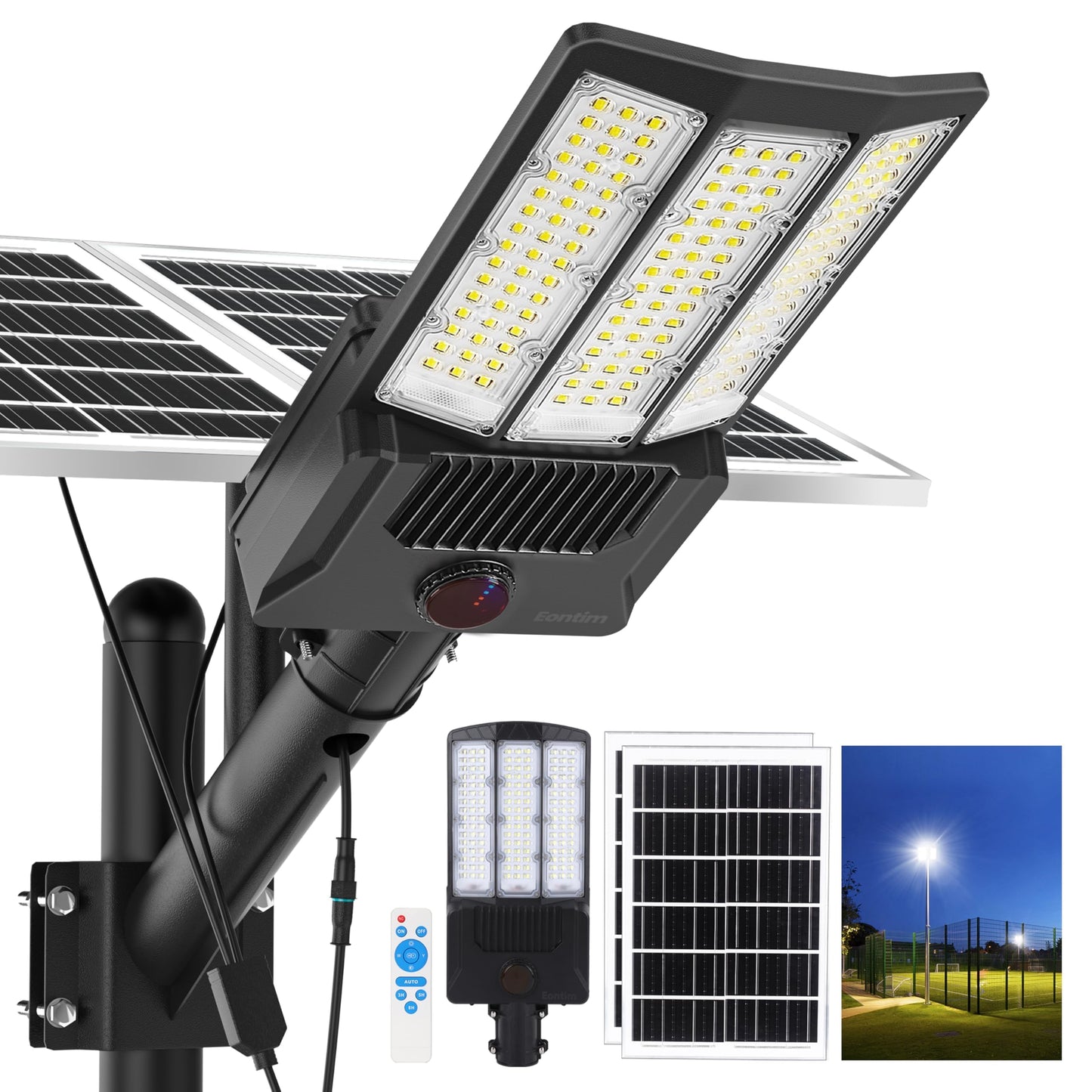 Lighteme 6500W Solar Street Lights Outdoor, 500000LM High Powered Commercial Parking Lot Lights 6500K Dusk to Dawn with Remote