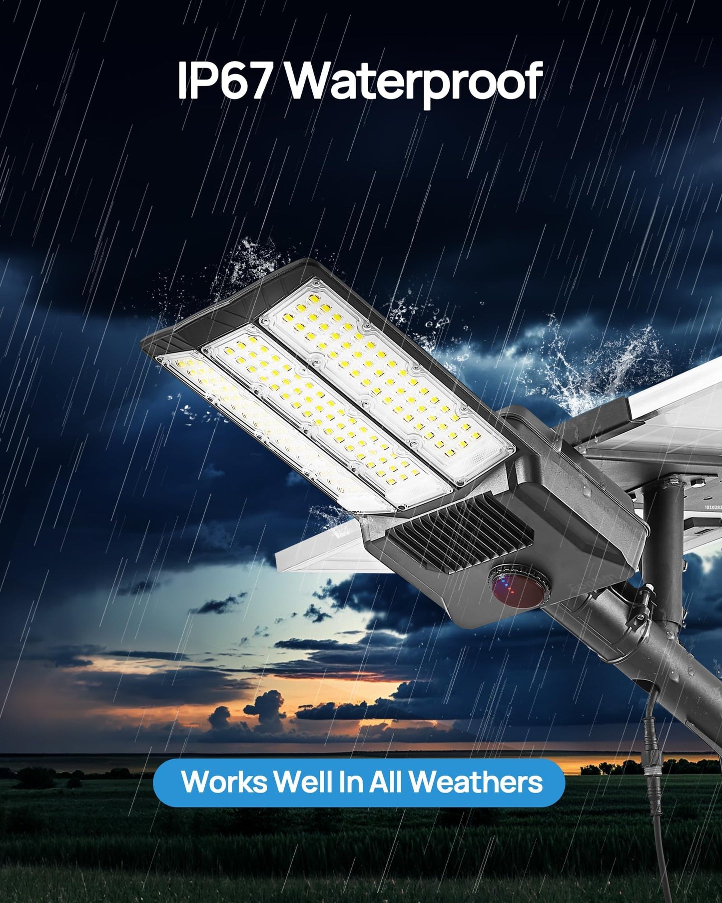 Lighteme 6500W Solar Street Lights Outdoor, 500000LM High Powered Commercial Parking Lot Lights 6500K Dusk to Dawn with Remote