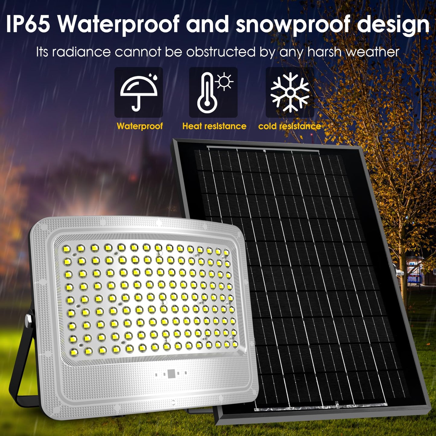Lighteme 2000W LED Solar Flood Lights,242 LED Street Flood Light Waterproof with Remote Control and 16.4 Ft Cables