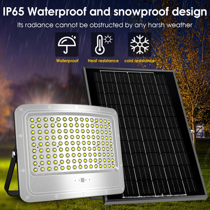 Lighteme 2000W LED Solar Flood Lights,242 LED Street Flood Light Waterproof with Remote Control and 16.4 Ft Cables