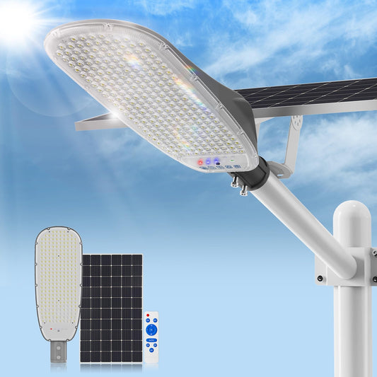Lighteme 4000W Solar Street Lights Outdoor,400000LM Ultra-bright Solar Parking Lot Lights Dusk to Dawn,Heavy Duty Split Type