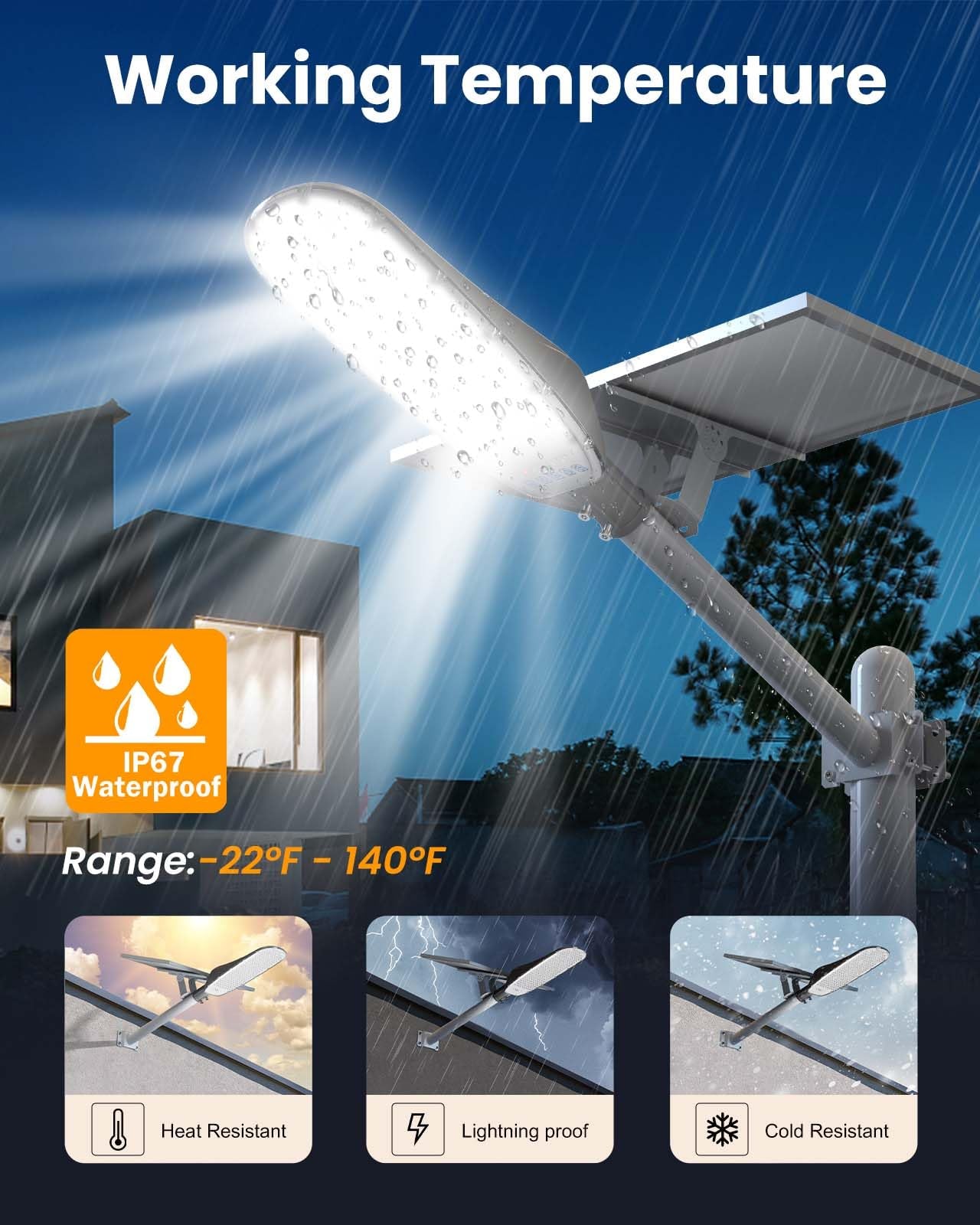 Lighteme 4000W Solar Street Lights Outdoor,400000LM Ultra-bright Solar Parking Lot Lights Dusk to Dawn,Heavy Duty Split Type