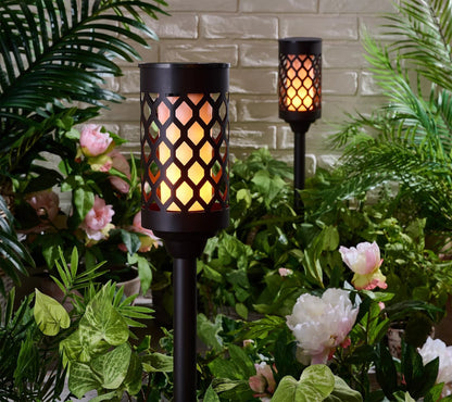 Lighteme High End 20 lumen Solar Pathway Torch Light Die-cast Aluminum and Glass (2-Pack)