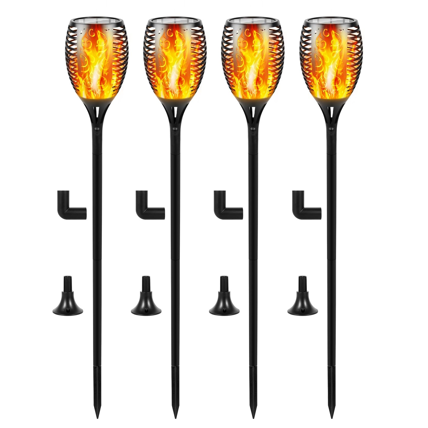 Lighteme Solar LED Flame Lamp Lawn Flame Flickering Torch Light Outdoor Fire 96 LED Lights 4 Pack