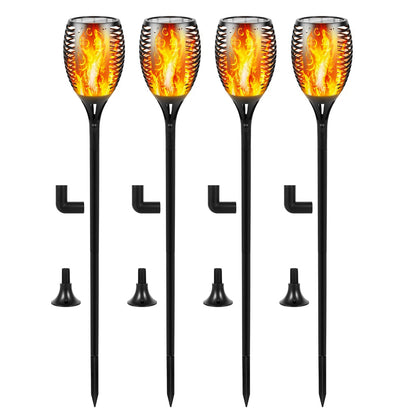 Lighteme Solar LED Flame Lamp Lawn Flame Flickering Torch Light Outdoor Fire 96 LED Lights 4 Pack