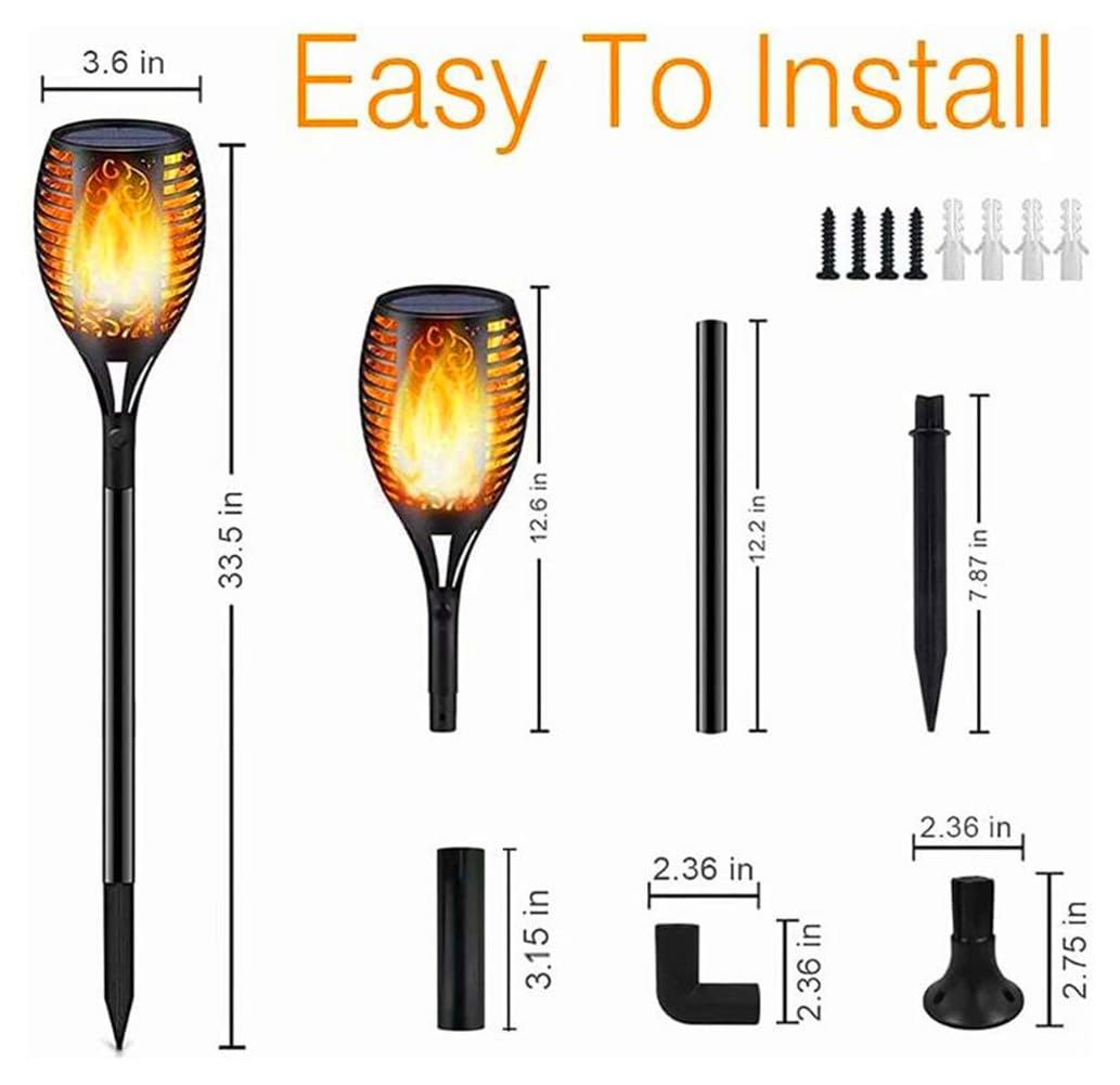 Lighteme Solar LED Flame Lamp Lawn Flame Flickering Torch Light Outdoor Fire 96 LED Lights 4 Pack