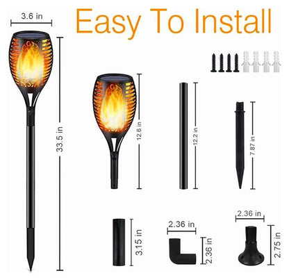 Lighteme Solar LED Flame Lamp Lawn Flame Flickering Torch Light Outdoor Fire 96 LED Lights 4 Pack