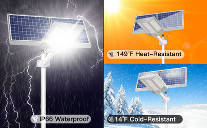 Lighteme 8000W Aluminum Frame Solar Street Lights Outdoor Motion Sensor, Dusk to Dawn 200000LM with Remote Control