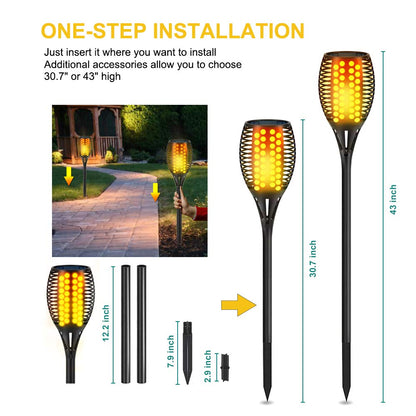 4-Pack Lighteme Solar Flickering Flames Torch Lights Outdoor Dusk to Dawn Auto On/Off 43 Inch