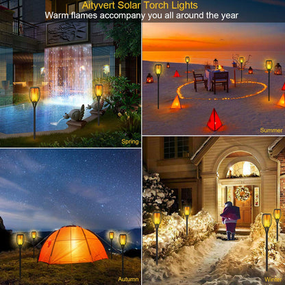4-Pack Lighteme Solar Flickering Flames Torch Lights Outdoor Dusk to Dawn Auto On/Off 43 Inch