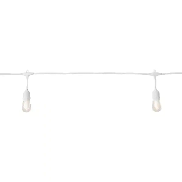 Lighteme 48FT Outdoor LED String Lights Plug-In - 24 Shatter Resistant and Waterproof Bulbs - Commercial Grade - UL Listed Heavy Duty Wire