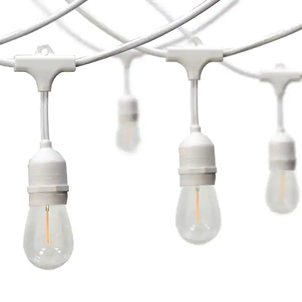 Lighteme 48FT Outdoor LED String Lights Plug-In - 24 Shatter Resistant and Waterproof Bulbs - Commercial Grade - UL Listed Heavy Duty Wire