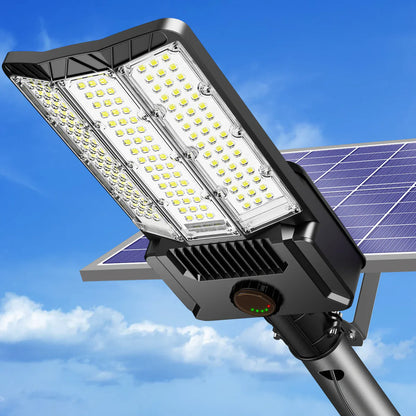 Lighteme 6500W Solar Street Lights Outdoor, 500000LM High Powered Commercial Parking Lot Lights 6500K Dusk to Dawn with Remote