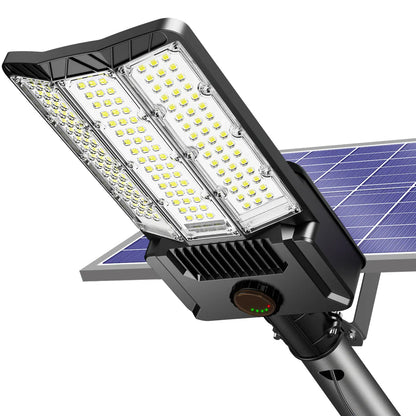 Lighteme 6500W Solar Street Lights Outdoor, 500000LM High Powered Commercial Parking Lot Lights 6500K Dusk to Dawn with Remote