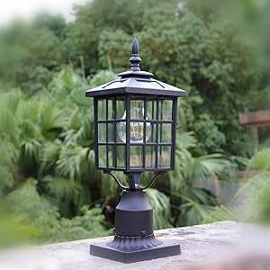 Lighteme LED Cast Aluminum Solar Post Light Fixture with 3-Inch Fitter Base for Outdoor Garden Post Pole Mount