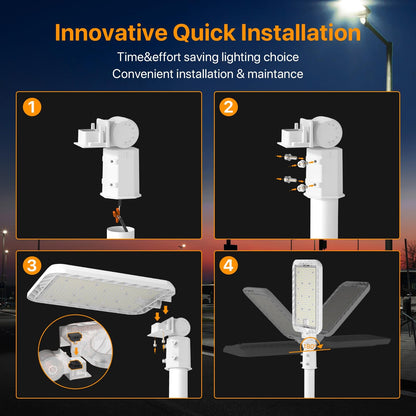 Lighteme 300 W LED-Straßen-/Parkplatzleuchte mit Festverdrahtung, 45.000 lm, gewerbliche Beleuchtung mit Einschubmontage, IP65, 5.000 K, Dämmerungssensor