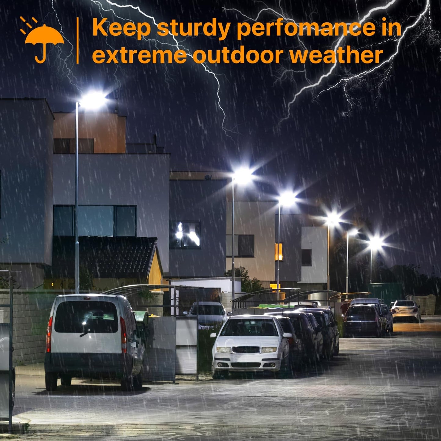Lighteme 300 W LED-Straßen-/Parkplatzleuchte mit Festverdrahtung, 45.000 lm, gewerbliche Beleuchtung mit Einschubmontage, IP65, 5.000 K, Dämmerungssensor