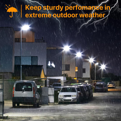 Lighteme 300 W LED-Straßen-/Parkplatzleuchte mit Festverdrahtung, 45.000 lm, gewerbliche Beleuchtung mit Einschubmontage, IP65, 5.000 K, Dämmerungssensor