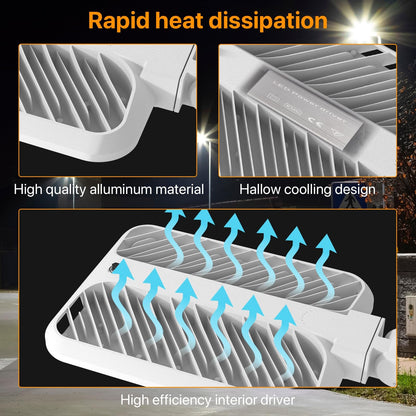 Lighteme 300 W LED-Straßen-/Parkplatzleuchte mit Festverdrahtung, 45.000 lm, gewerbliche Beleuchtung mit Einschubmontage, IP65, 5.000 K, Dämmerungssensor