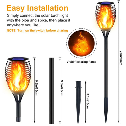 Lighteme Solar LED Flame Lamp Lawn Flame Flickering Torch Light Outdoor Fire 96 LED Lights 4 Pack