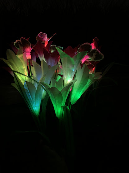 Ihrtrade Artificial Lily Solar Garden Stake Lights (1 Pack of 4 Lilies) | Garden Light Solar