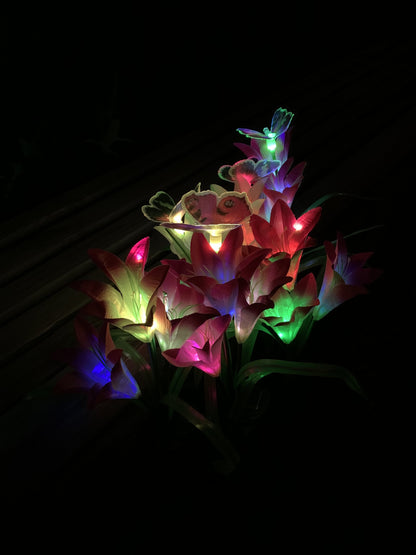 Ihrtrade Artificial Lily Solar Garden Stake Lights (1 Pack of 4 Lilies) | Garden Light Solar