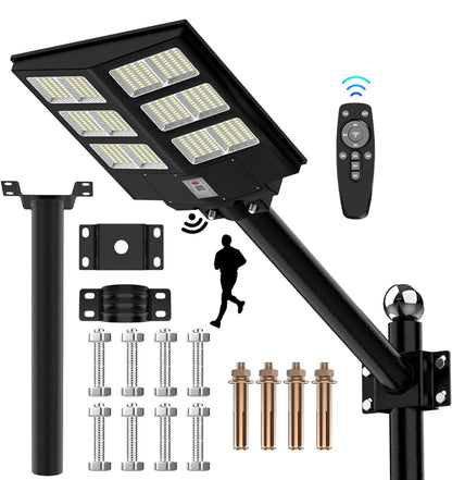 Lighteme 600W Commercial Solar Street Light , 60000LM Parking Lot Light Commercial Dusk to Dawn With Remote