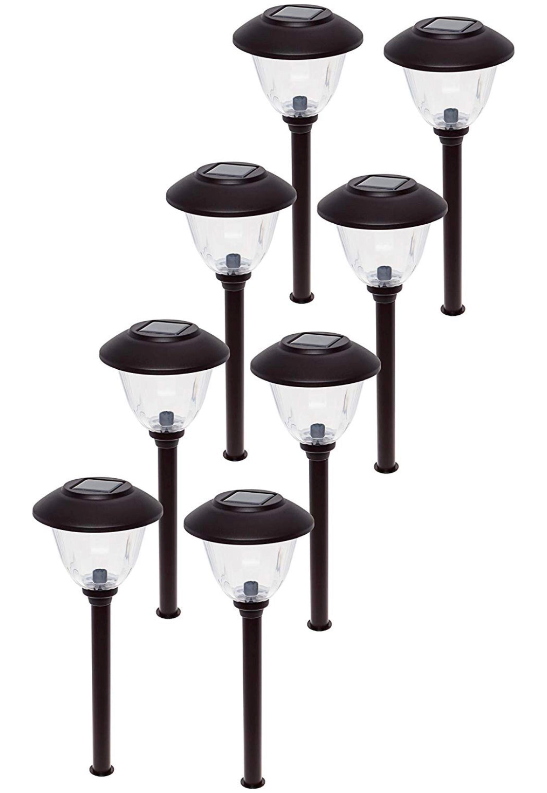 Lighteme 8 Pack Solar Pathway LED Lights Outdoor-Stainless Steel -15 Lumen( Black )