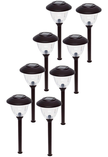 Lighteme 8 Pack Solar Pathway LED Lights Outdoor-Stainless Steel -15 Lumen( Black )