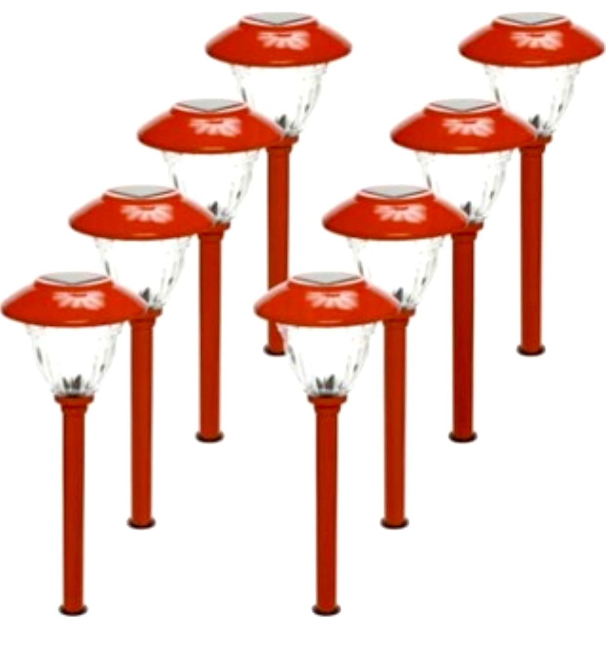 Lighteme 8 Pack Color On Demand Solar Pathway Lights Outdoor-Stainless Steel ( Red )