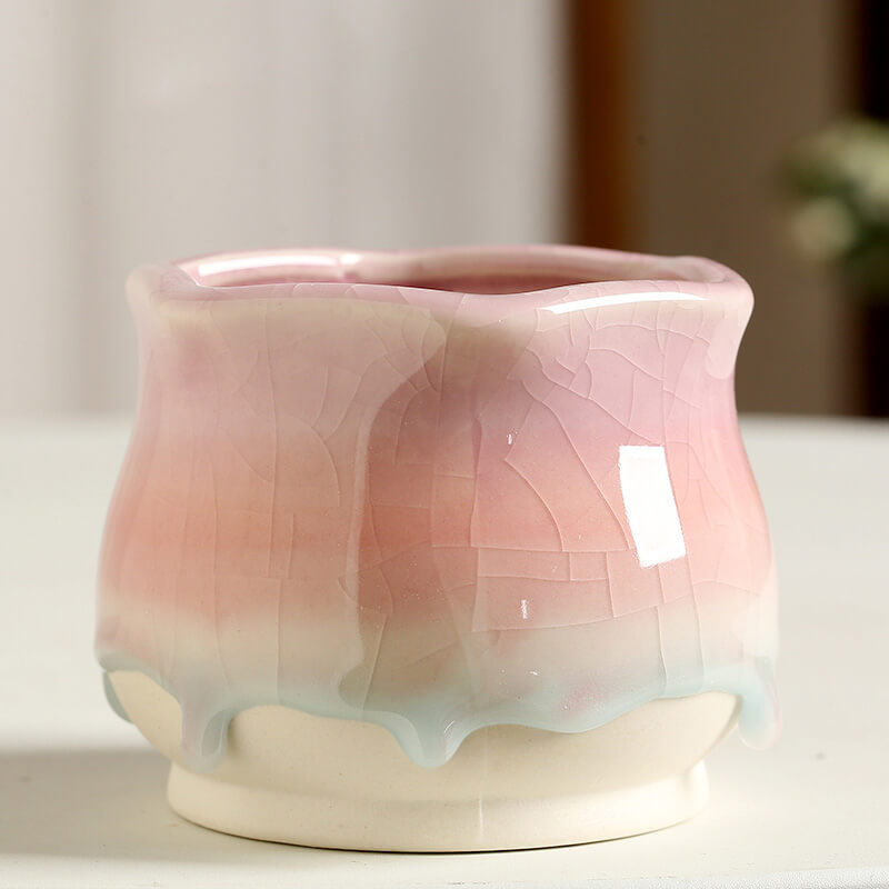 Lighteme Ice-Cracked Glazed Ceramic Vase