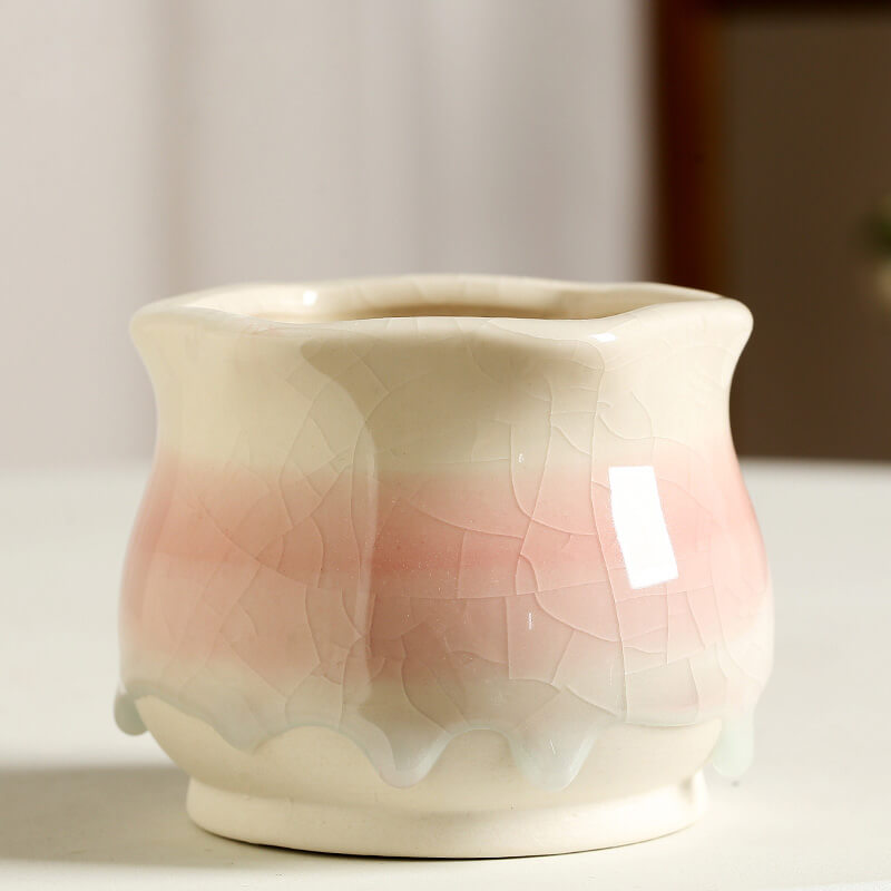 Lighteme Ice-Cracked Glazed Ceramic Vase
